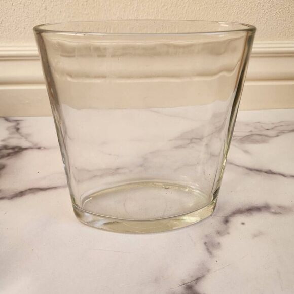 Clear thick heavy glass flower vase oval home decor 6.25 in height - Picture 1 of 4